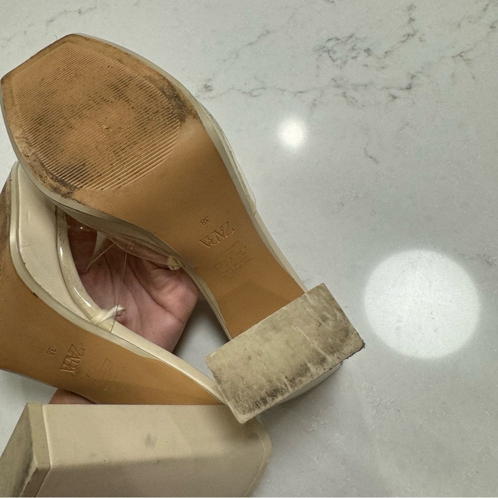 Zara Ivory PVC Platform Sandals - Picture 8 of 8
